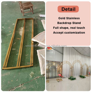 Soporte de Fondo de Acero Inoxidable para Bodas, Color Dorado, con Decoración de Flores Blancas para Arco de Fondo de Boda - Product Image 2