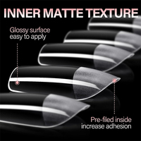 AILLSA – Nouveaux faux ongles en gel souple, 216 pièces, 12 tailles, carrés courts, couvrance totale, semi-mat, avec design français 3D pour doigts