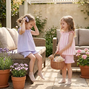 Completi Estivi Trendy per Ragazze 2026, Set Ecologici Personalizzabili con Nome, Outfit Senza Maniche con Pantaloncini per Bambini, MOQ Basso - Product Image 1