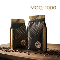 Sac à café octogonal scellé personnalisé avec valve à air, sac d'emballage pour café, sac alimentaire octogonal scellé en papier kraft auto-scellant