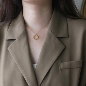 Collier Chic <span class=keywords><strong>en</strong></span> acier inoxydable pour femme, avec lettres gravées, banane, nuit, amour, or, dorure, cercle, clavicule - Product Image 2