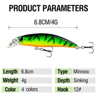 Offre Spéciale naufrage méné 4 pièces/boîte 4g/6.8cm dur 3D yeux tueur leurre de pêche pour eau douce et salée appâts en gros