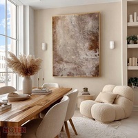 Toile d'art abstraite marron personnalisée, texture neutre, style Wabi-Sabi, pour hôtels, peinture à l'huile, vente en gros