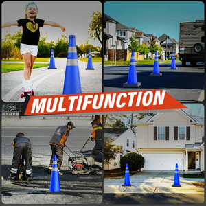 CITICITY 28 Inch Collapsible Traffic Safety Cones with Black Base, Blue Pop-up Cones with Reflective Collars for Road Safety - Product Image 4