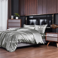 Parure de lit en satin soyeux quatre pièces, couleur unie, housse de couette, drap, taie d'oreiller pour la maison, l'hôtel, fournisseur en gros