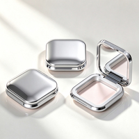 Boîte de maquillage compacte carrée en ABS/AS écologique personnalisée, miroir portable, conteneur cosmétique, blush, fond de teint, emballage