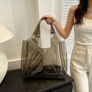 Clear PVC Jelly <b>Tote</b> Bag Custom Logo Printed <b>Plastic</b> Vest Handbag Reusable Shopping Carrier for Gift Packaging - Product Image 4