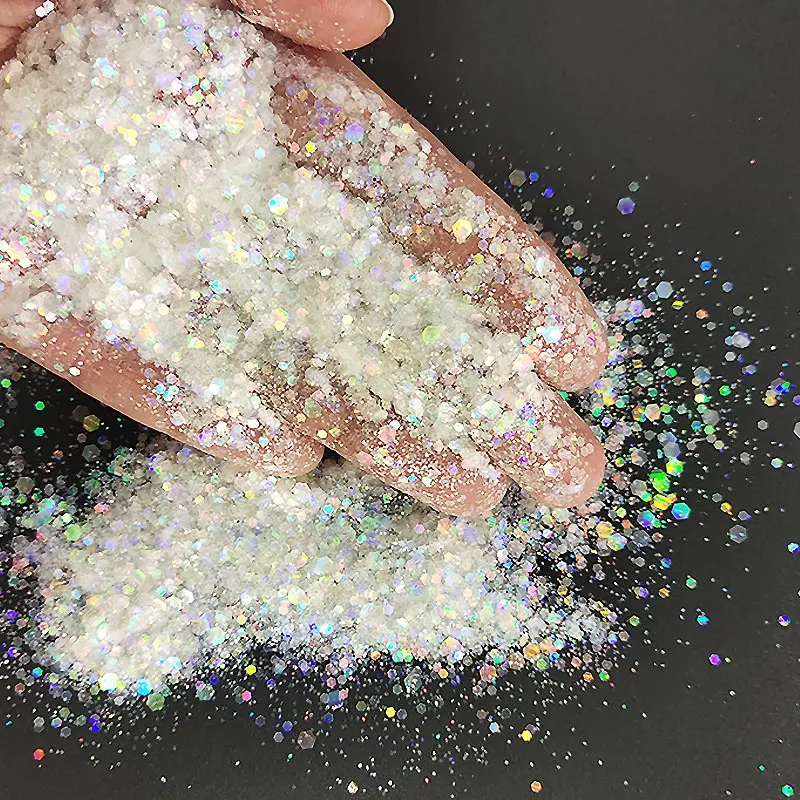 Nóng Bán Số Lượng Lớn Glitter Holographic Trắng Hỗn Hợp Glitter Sequins Cho Váy Cưới