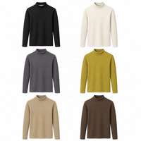 H331 Pull en polyester tricoté à col roulé mi-haut, coupe ajustée, couleur unie, doublure polaire, haut chaud pour femme, manches longues, automne-hiver