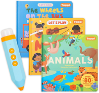 Ensemble de livres sonores interactifs avec stylo de lecture, jouet éducatif pour tout-petits, plusieurs livres cartonnés à couverture rigide, reliure parfaite, préscolaire