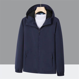 Veste coupe-vent d'extérieur verte avec capuche, uniforme de travail d'hiver, couleur unie contrastée Z04-78070 - Product Image 2