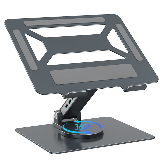 New Aluminum Alloy 360 Rotating Tablet Stand Stable and Adjustable Desktop Laptop Stand with USB Hub Dock