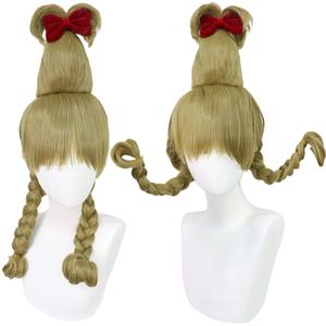 Peluca de <span class=keywords><strong>Grinch</strong></span> Cindy Lou Transparente al Por Mayor para Cosplay de Navidad, Gorro Pequeño, Pelo Sintético en Cola de Caballo Alta Verde, Disfraz para Fiesta de Mujer - Product Image 6