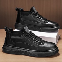 Chaussures de course noires pour hommes, nouvelle tendance mode outdoor, lacets, bout rond, PU imperméable, décontractées, antidérapantes, toutes saisons, OEM