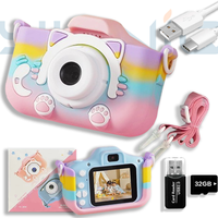 Étui en silicone pour appareil photo pour enfants avec motif de chat arc-en-ciel, écran IPS de 2 pouces, 48MP, photo, vidéo, médias sociaux, cadeau pour enfants X5