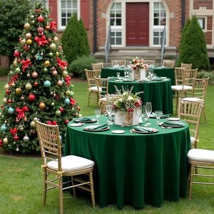 120 Zoll Runde Damast-Tischdecke Knitterfrei 305cm Kreisförmige Tischabdeckung Luxus für Weihnachtsfeier Hochzeit Bankett Event - Product Image 2