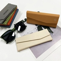 Étui rigide pliable rectangulaire en cuir pour lunettes de soleil, boîte de rangement portable pour lunettes avec emballage de marque et logo personnalisé