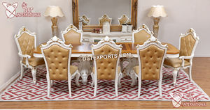 Juego de Mesa de Comedor Tallada Estilo Persa, Mesa y Sillas de Comedor Doradas de Última Moda, Muebles de Comedor Tallados a Mano Estilo Barroco - Product Image 2