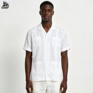 <span class=keywords><strong>Camicia</strong></span> Guayabera Personalizzata con Colletto Camp, Manica Corta, 4 Tasche, 100% <span class=keywords><strong>Lino</strong></span> per <span class=keywords><strong>Uomo</strong></span> - Product Image 1