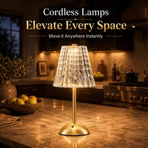โคมไฟตั้งโต๊ะไร้สายแบบชาร์จไฟได้คริสตัล LED ไร้สายแบบสัมผัสทันสมัยสไตล์นอร์ดิกแบบพกพาสำหรับร้านอาหารโคมไฟตั้งโต๊ะ - Product Image 2