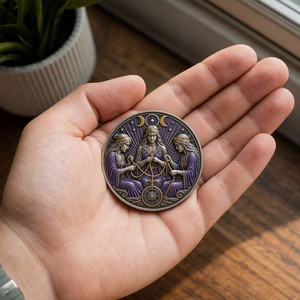 Pièce commémorative personnalisée 3D en relief de luxe, émail violet, <span class=keywords><strong>les</strong></span> <span class=keywords><strong>Trois</strong></span> Destins, Moira, Fil du Destin, pièce de défi pour cadeau - Product Image 6