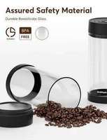 Bocal à café en verre automatique sous vide de 1,35 L, fonctionnement à un bouton, hermétique, écologique, portable, pour le stockage des grains de café