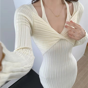 <span class=keywords><strong>Abito</strong></span> <span class=keywords><strong>in</strong></span> <span class=keywords><strong>maglia</strong></span> con scollo a V di fascia alta <span class=keywords><strong>in</strong></span> stile francese vestito da donna nuovo stile autunno inverno Sexy <span class=keywords><strong>abito</strong></span> da Club Sexy - Product Image 1