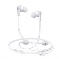 Écouteurs filaires USB Type-C blancs anti-radiation étanches avec microphone, modèle exclusif