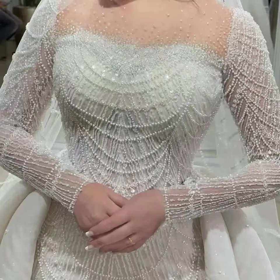 mermaid wedding dresses with pearls