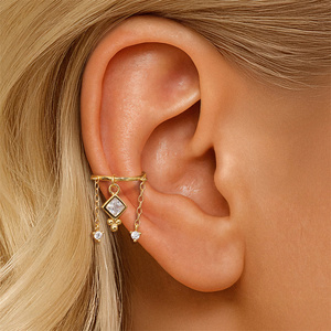 Boucles d'oreilles créoles pendantes classiques en argent 925 plaqué or, avec zircon, tailles multiples (6mm, 8mm, 10mm) - Product Image 5