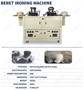 เครื่องรีดทรงเบเร่ต์ทรงหกเหลี่ยมอัตโนมัติเครื่องจักรสร้างหมวกเบเร่ต์2หัวอัตโนมัติ - Product Image 2