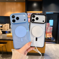 Casing HP iPhone 17 Pro Tpu Pc Magnetik Transparan Bening Anti Benturan Biru Dongker Tipis Oem Grosir