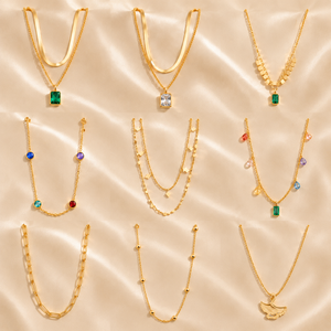 Colliers et chaînes ras-du-cou en acier inoxydable plaqué <span class=keywords><strong>or</strong></span> PVD 18 carats, hypoallergéniques et inaltérables, bijoux pendentifs de mode raffinés - Product Image 1