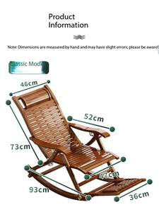 Fauteuil à bascule inclinable en bambou naturel avec repose-pieds réglable et design à lattes respirantes pour patio et salon - Product Image 5