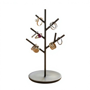<b>Tree</b> Shape Black Metal Ring Holder Desktop Display Jewelry <b>Stand</b> For Wedding Bridal Ring Decorative Holder Small Ring Holder - Product Image 1