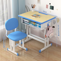 Ensemble Chaise et Bureau Double pour Étudiants, Réglable en Hauteur, Table d'Étude pour Enfants avec Tiroir de Rangement, Mobilier de Classe en Gros
