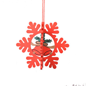 Décorations en <span class=keywords><strong>bois</strong></span> découpées au laser, ornements flocons de neige tridimensionnels, pendentifs clochettes pour sapin de Noël, cadeaux fournis par les fabricants - Product Image 6