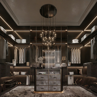 Fabricant de Foshan, prix d'usine, dressing moderne de luxe avec éclairage LED, solution de rangement pour chambre à coucher, système d'armoire sur mesure