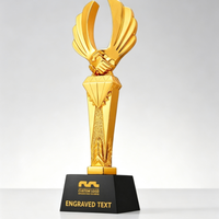 Trofeo de Placa de Premio Personalizado al por Mayor, Chapado en Oro, con Base Negra Grabable, OEM ODM, para Eventos Empresariales y Ceremonias de Premiación Airose