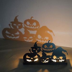 Dekorationen Gruselige Eisen-Kürbis-Hexen-Lichter Kerzenhalter Kerzenständer für Halloween-Abend - Product Image 4