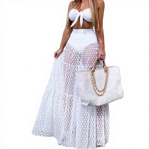 2026 NEW KJ Women's Solid 1 Piece See Through Swimsuit Cover-Up Summer Beach Wrap <b>Skirt</b> <b>Bikini</b> with Waist and Front Design - Product Image 2