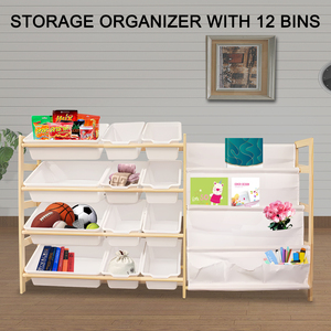 Organizador de Juguetes de Ensamblaje Rápido con 4 Estantes y 12 Compartimentos, con Estantería para Sala de Juegos, Dormitorio, Cuarto de Niños, Decoración de Sala de Estar - Product Image 2