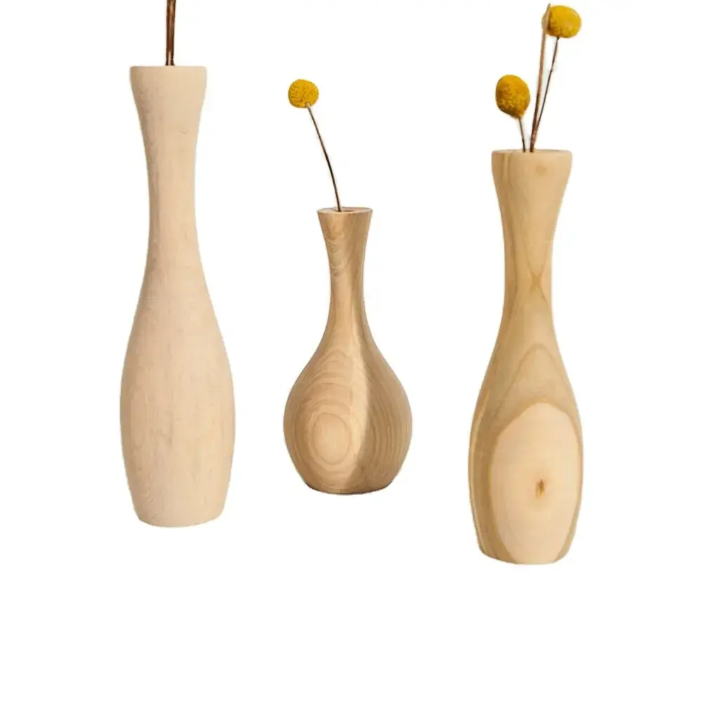 set of 3 rustic wood vase home decor handmade vase birthday gift wooden vases for home decor