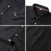 Kemeja Pria Lengan Panjang Bahan Oxford Katun 100% Warna Solid Kerah Tegak Bernapas Anti Susut Kemeja Kasual Bisnis Pabrik