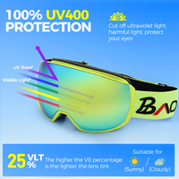 BAOLIDEN JR029 Lunettes de ski tendance avec boucle de sangle rapide, commande à une main, lunettes de snowboard, ajustement facile, protection UV400, anti-buée
