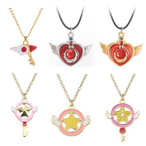 Collier de dessin animé Cardcaptor Sakura, accessoires féminins, personnages de dessins animés, en forme de cœur, <span class=keywords><strong>baguette</strong></span>, chat, lapin et oiseau, - Product Image 1