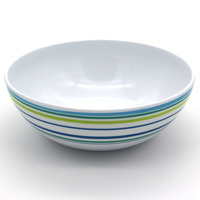 Service de Table en Mélamine Économique Rayé Dubaï 24 ou 16 Pièces avec Assiettes, Bols et Tasses