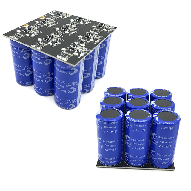 9PCS Super Capacitors Farad 24V13F Capacitor Modules SuperCapacitors With Protection Board Horn Type UltraCapacitor 2.7V 120F