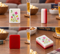 Mahjong américain en stock aux États-Unis, luxe rouge et vert en acrylique personnalisable, best-seller de niche, tuiles sculptées à 4 couches en stock