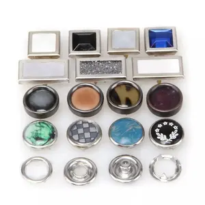 Factory Wholesale Square Hexagon Black White Pearl Bead Metal 5 Claws Prong Snap Fasteners Button For Garment Clothing